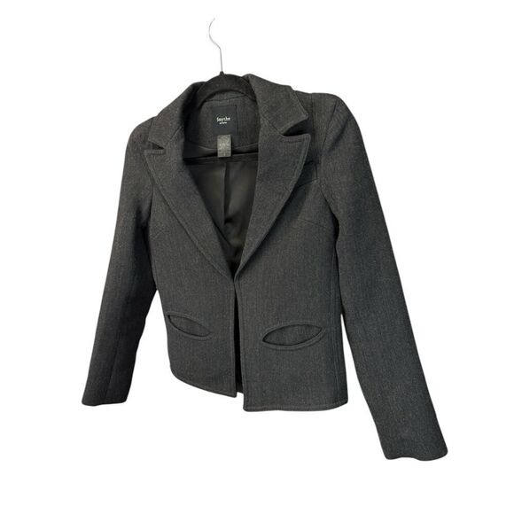 Smythe Les Vestes Wool Blend Cropped Blazer Jacket - Gray, US 2 - Picture 8 of 15